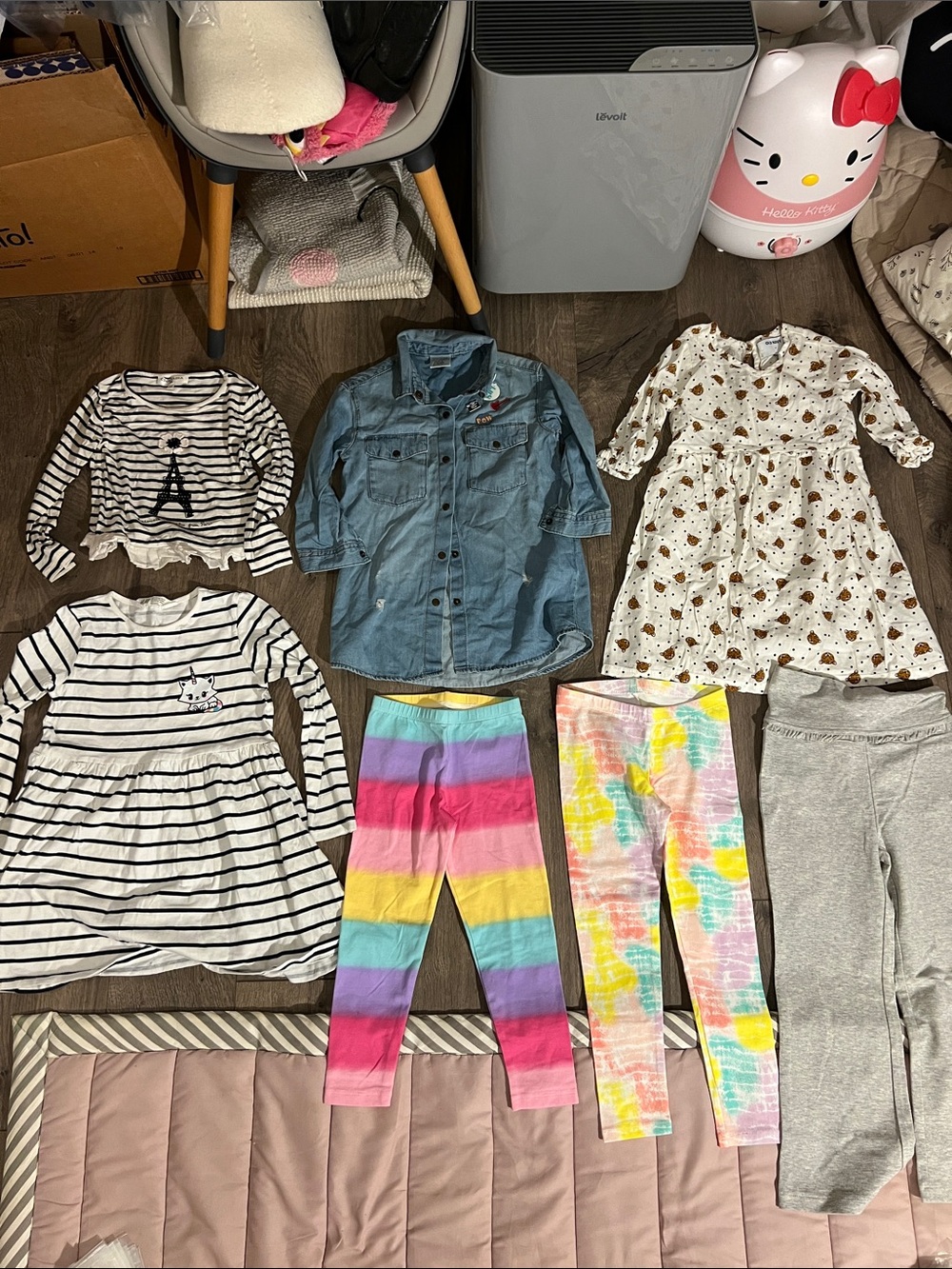 Girls 7pcs size 4-6 mixed long sleeves,dresses,leggings bundle